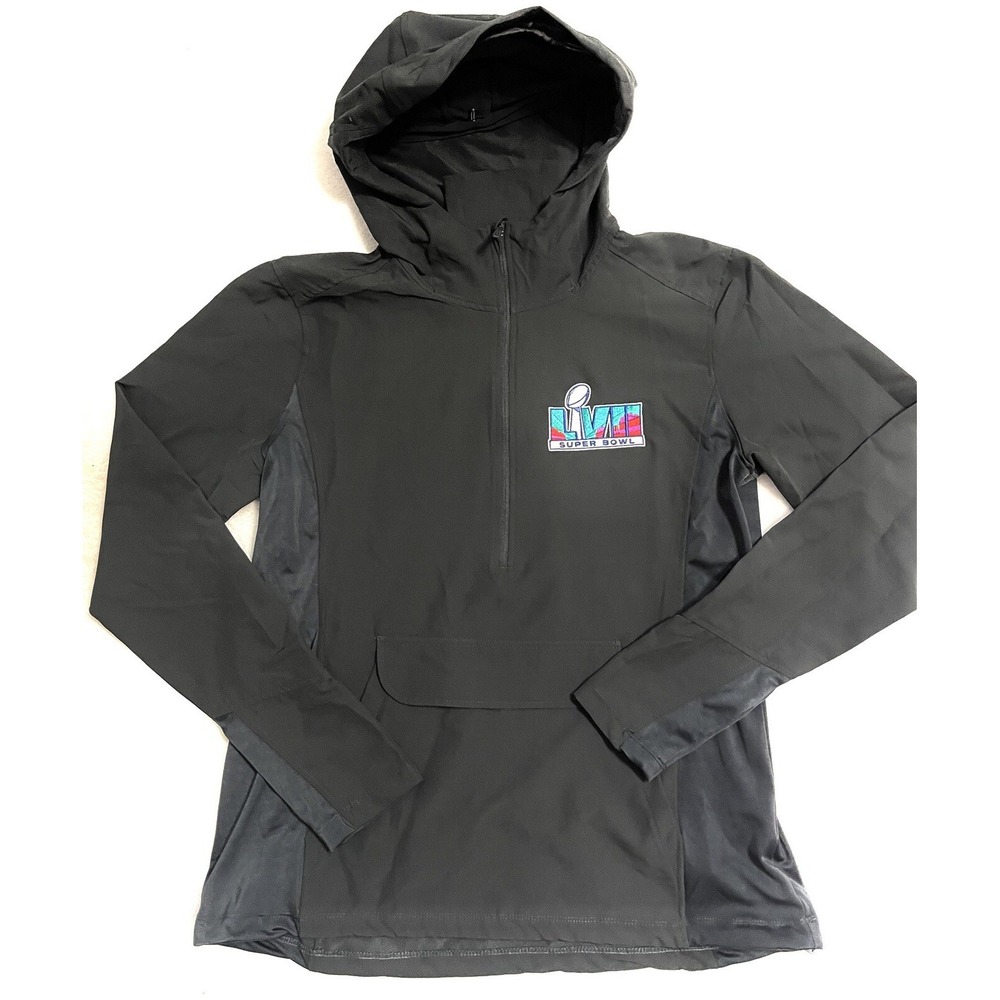 Rare Fossa Apparel Shell Jacket Hooded Black Size Medium NFL Superbowl Logo